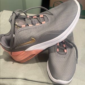 Women's Gray and Pink Nike Air Shoes